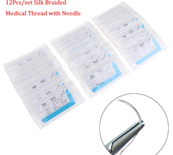 12PCS 2/0 3/0 4/0 Dental Surgical Needle Silk Medical Thread Suture Surgical Practice Kit 75cm